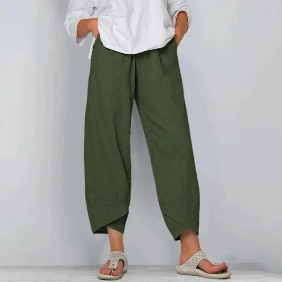 Wide-Leg Cropped Trousers with Relaxed Fit