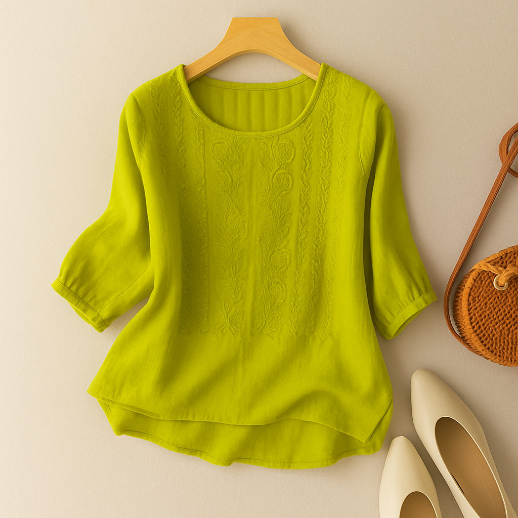 Embroidered Detail Round-Neck Blouse