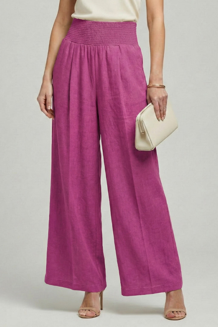 Pleated High-Rise Wide-Leg Trousers