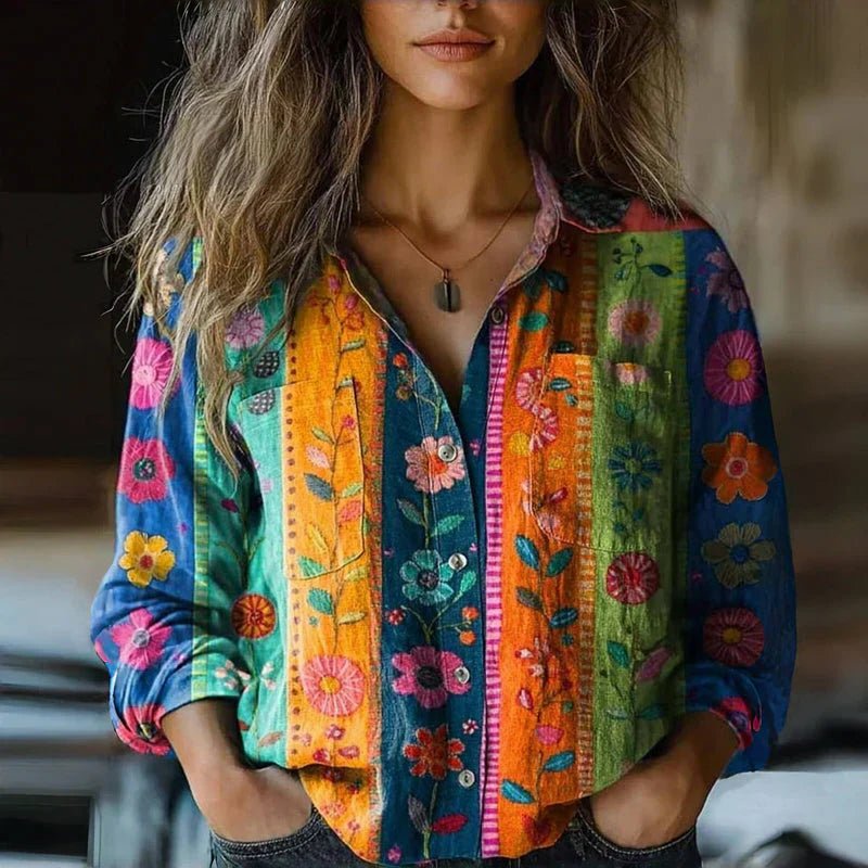 Women's Paisley Print Vintage Button-Down Shirt