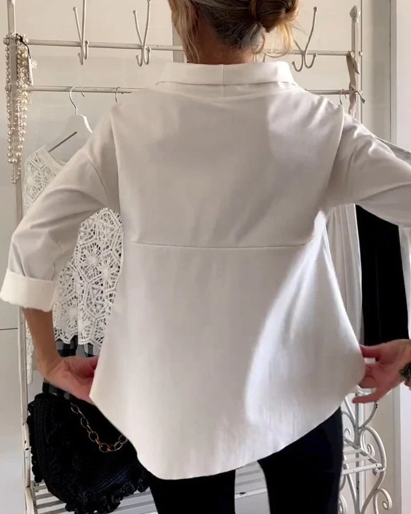 Women's Boatneck Three-Quarter Sleeve Draped Top