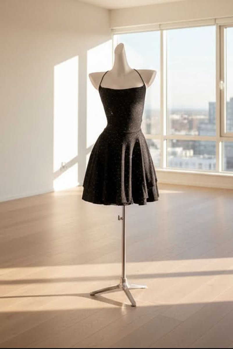 Shimmer Skater Mini Dress with Halter Straps