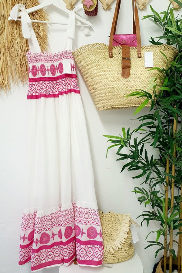 Smocked Square-Neck Bohemian Maxi Dress