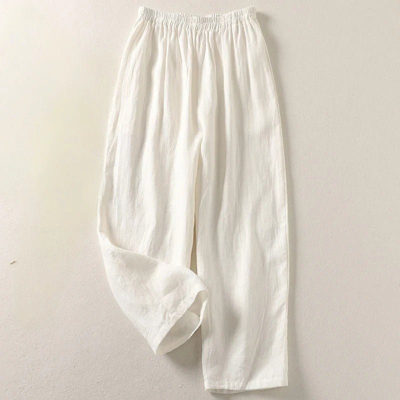 Elastic Waist Relaxed Linen Trousers