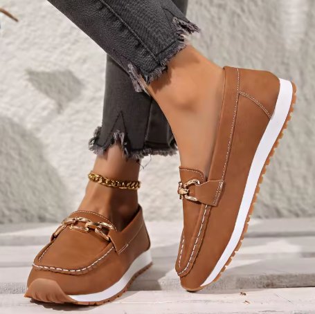 Cushioned Buckle Loafers with Non-Slip Sole