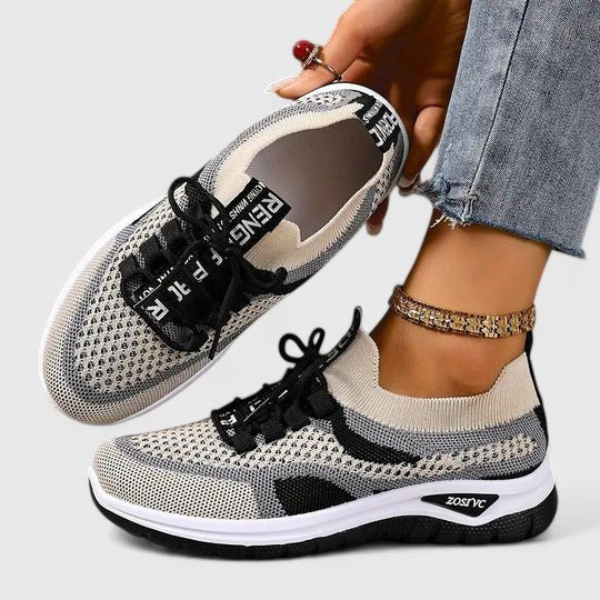 Supportive Mesh Lace-Up Walking Trainers