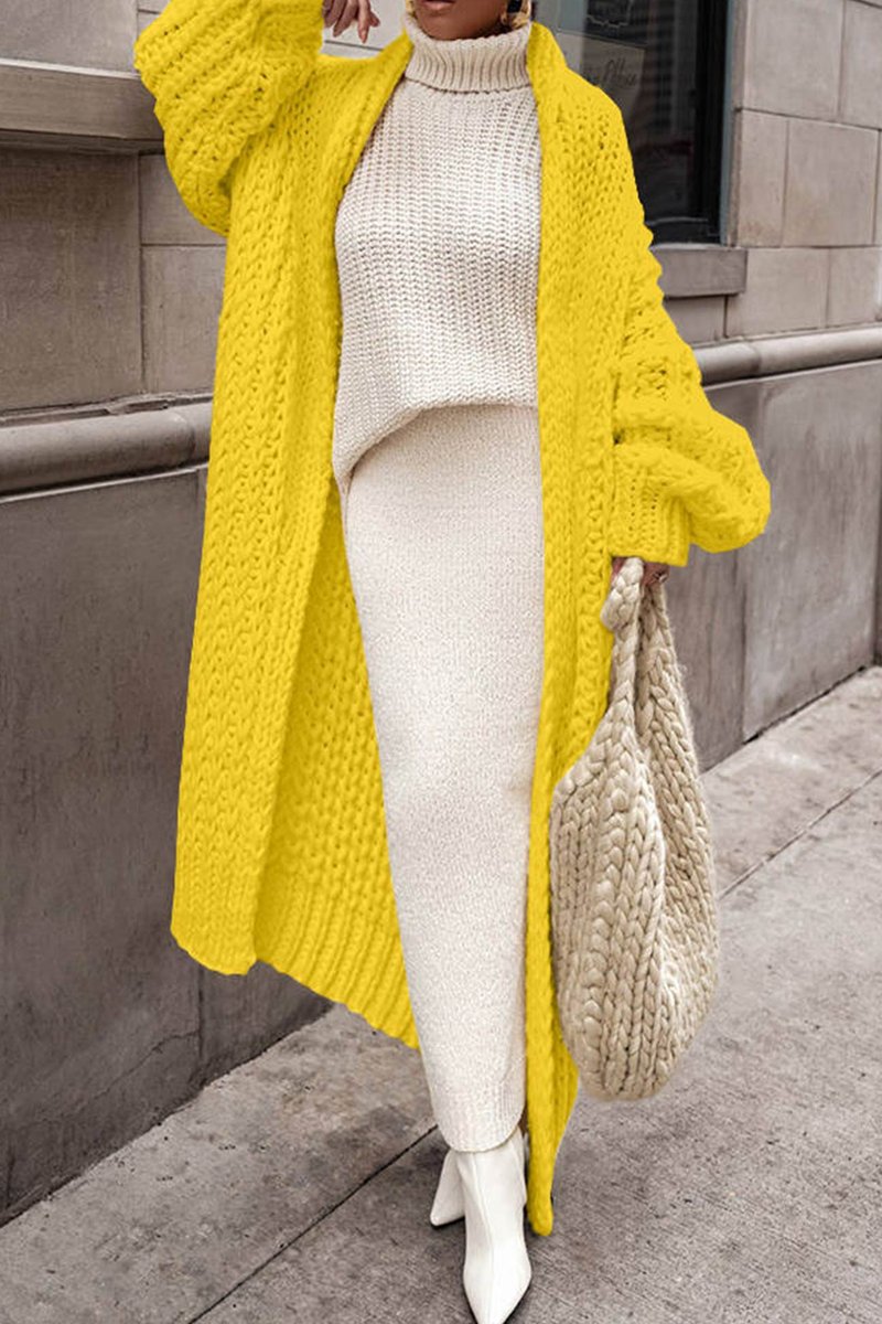 Women's Chunky Knit Open-Front Maxi Cardigan