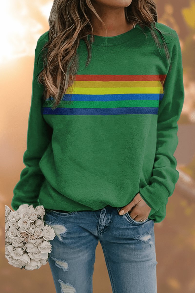 Retro Rainbow Stripe Relaxed Sweatshirt