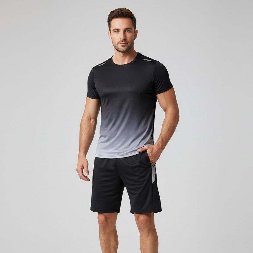 Men's Gradient Moisture-Wicking T-Shirt and Shorts Activewear Set