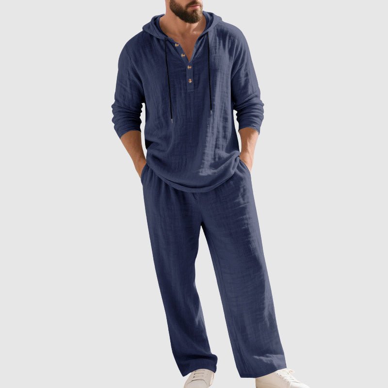 Men's Hooded Linen Blend Loungewear Set