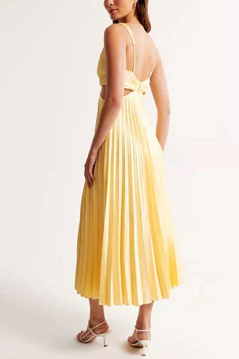 Pleated Empire V-Neck Formal Maxi Gown