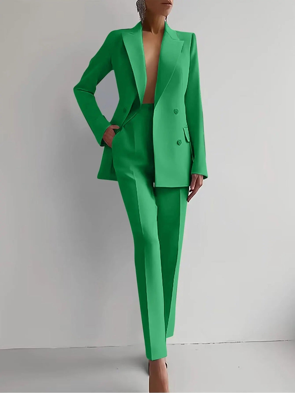 Tailored Single-Breasted Blazer and Trouser Suit Set