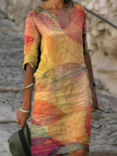 Patterned Flowing Midi Dress
