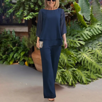 Relaxed Two-Piece Linen Blend Trouser Set