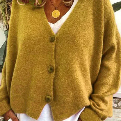 Fine-Knit V-Neck Button-Front Cardigan