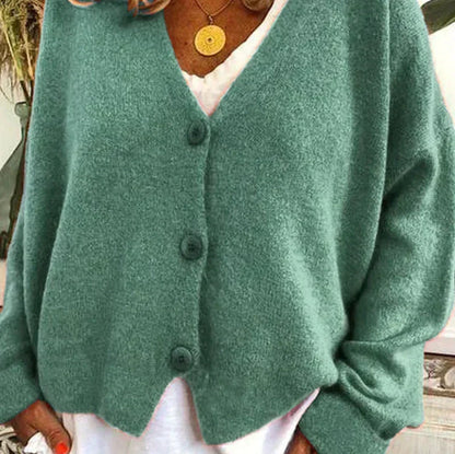 Fine-Knit V-Neck Button-Front Cardigan