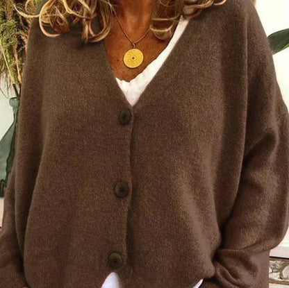 Fine-Knit V-Neck Button-Front Cardigan