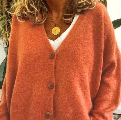 Fine-Knit V-Neck Button-Front Cardigan