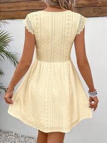 Floral Lace Trim A-Line Cocktail Dress