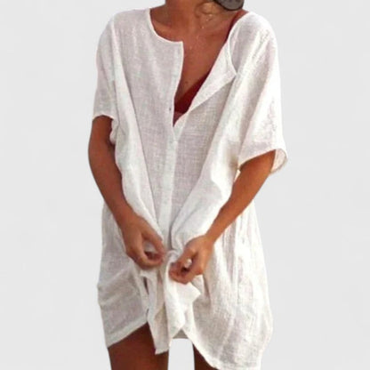 Women's Button-Down Beach Shirt and Shorts Set