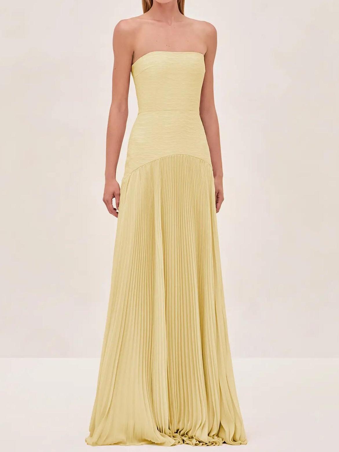 Bandeau Pleated Maxi Dress
