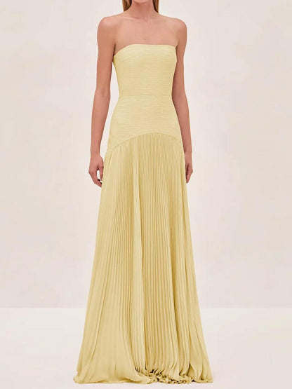 Bandeau Pleated Maxi Dress