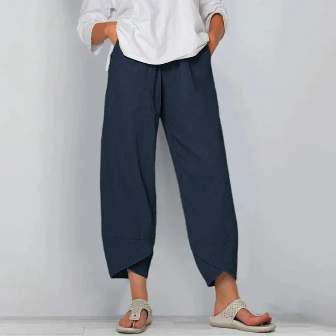 Wide-Leg Cropped Trousers with Relaxed Fit