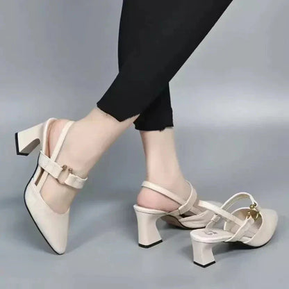 Pointed Toe Block Heel Slingback Mary Janes