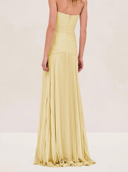 Bandeau Pleated Maxi Dress