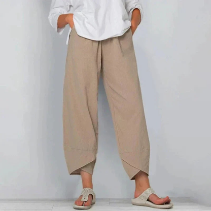 Wide-Leg Cropped Trousers with Relaxed Fit