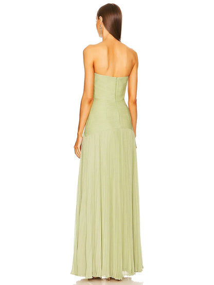 Bandeau Pleated Maxi Dress