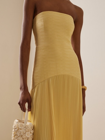 Bandeau Pleated Maxi Dress
