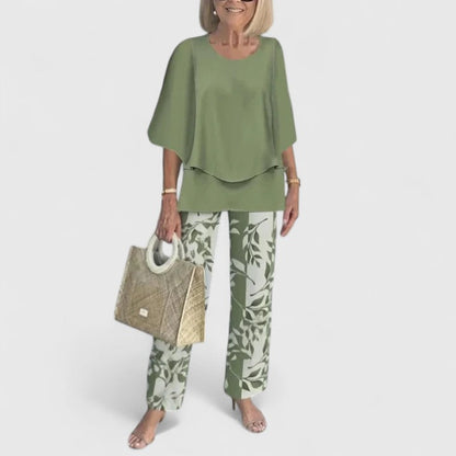 Patterned Two-Piece Top and Trousers Set