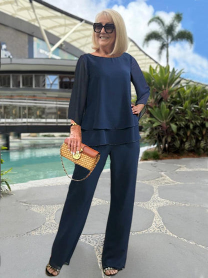Relaxed Two-Piece Linen Blend Trouser Set