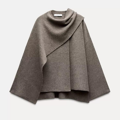 Flowing Draped Cape Overcoat