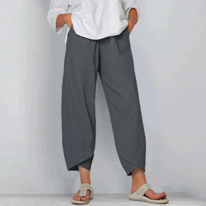 Wide-Leg Cropped Trousers with Relaxed Fit