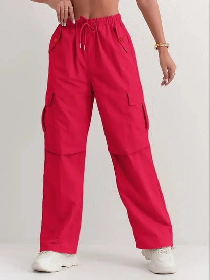 Drawstring Cargo Trousers with Utility Pockets