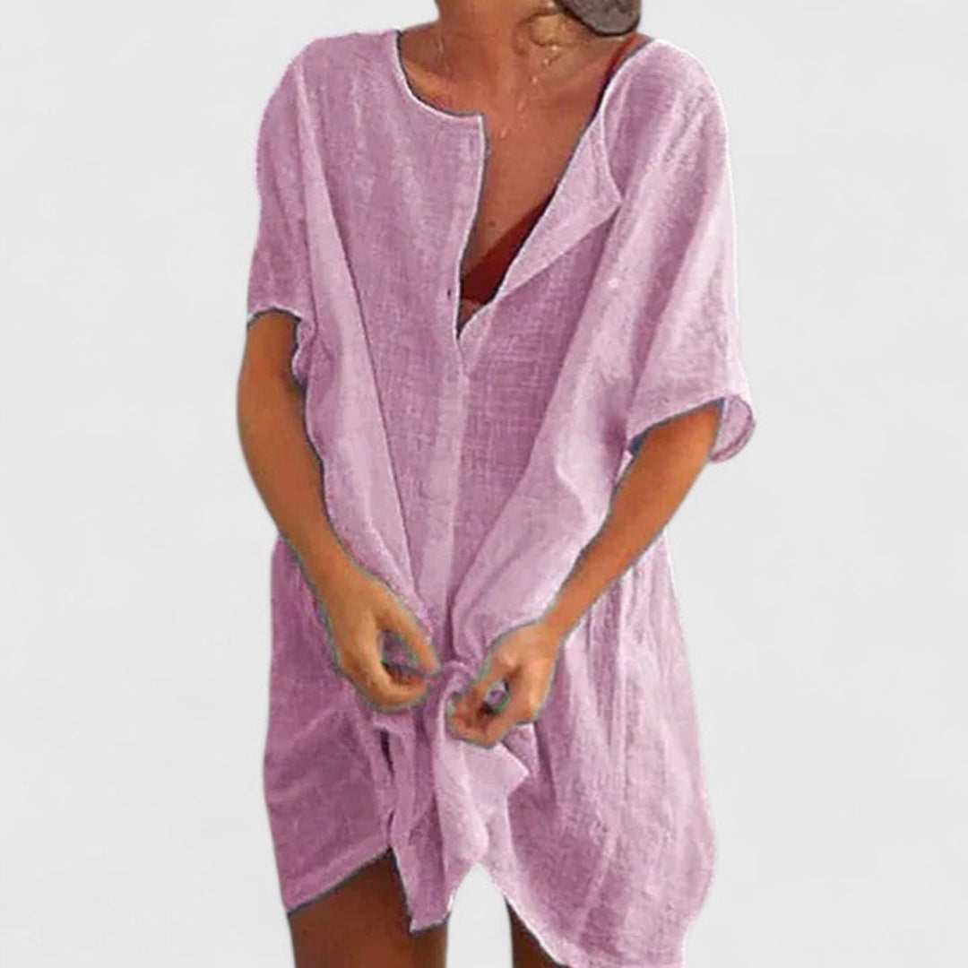 Women's Button-Down Beach Shirt and Shorts Set