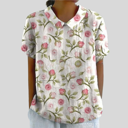 Floral Print Collared Casual Shirt