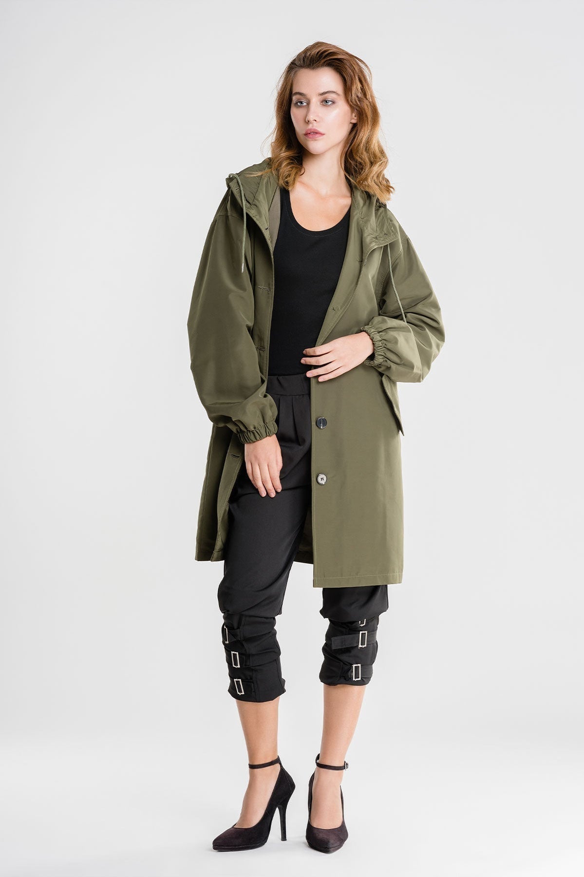 Women's Hooded Longline Button-Front Winter Coat