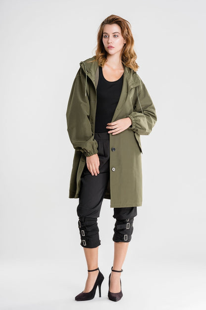 Women's Hooded Longline Button-Front Winter Coat