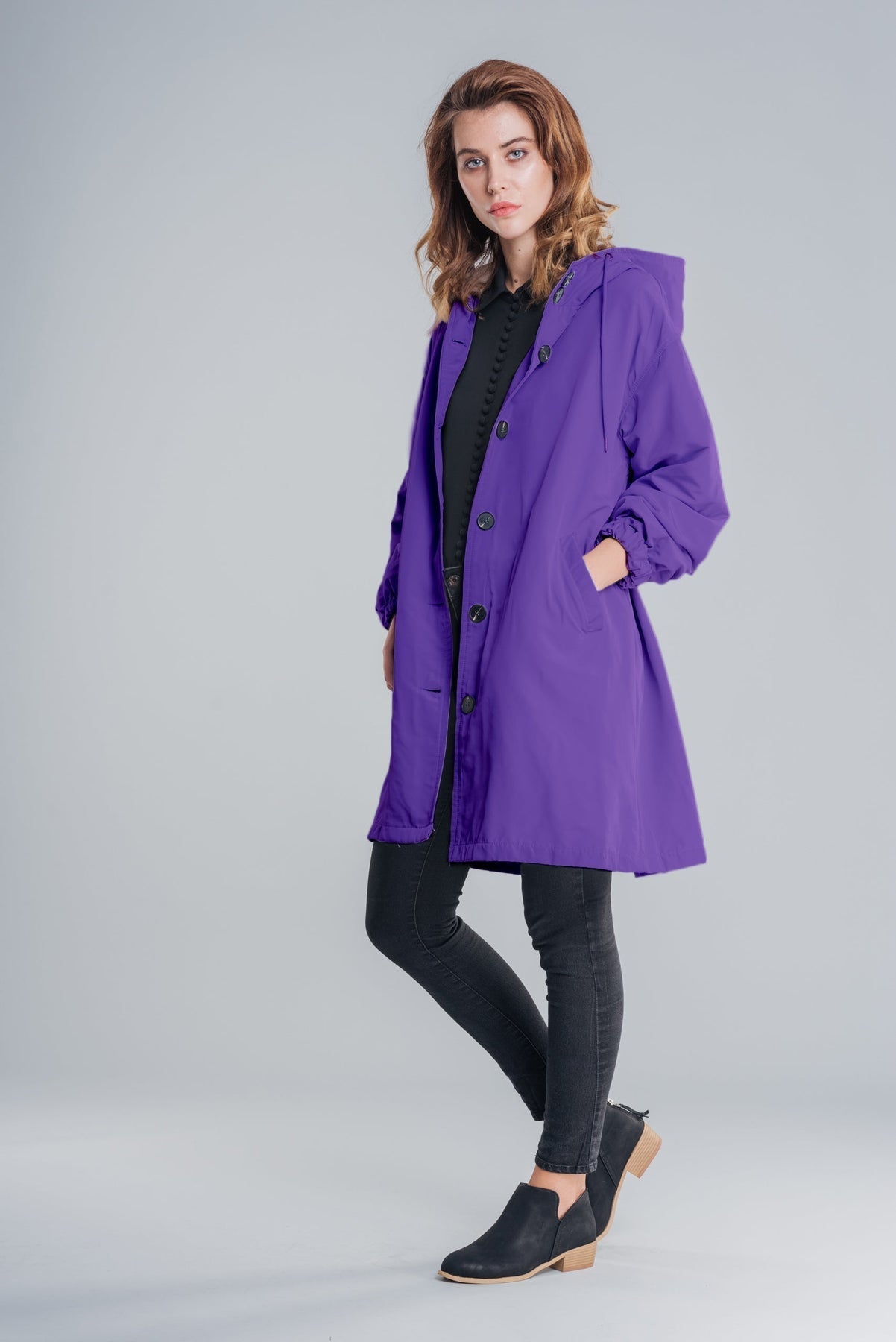 Women's Hooded Longline Button-Front Winter Coat