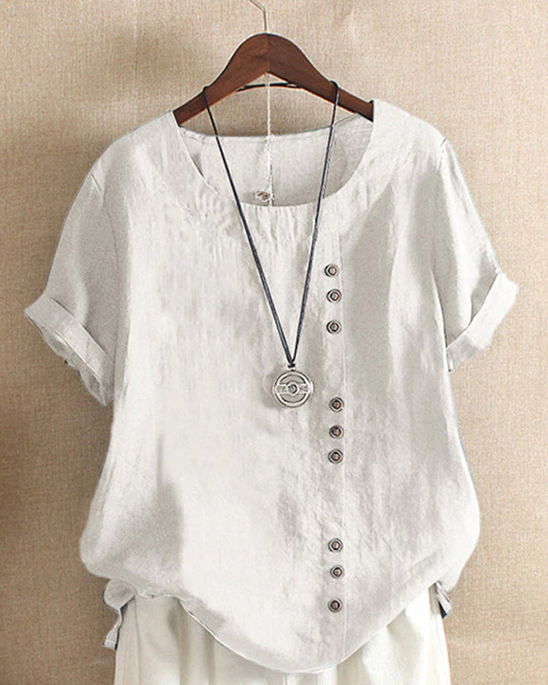 Women's Button-Detail Short-Sleeve Top