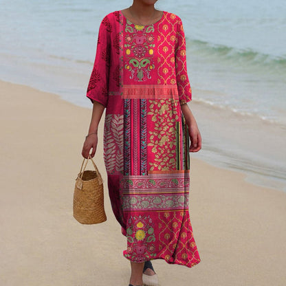 Women's Boho Print Flowing Maxi Dress