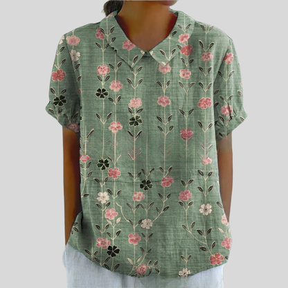 Floral Print Collared Casual Shirt