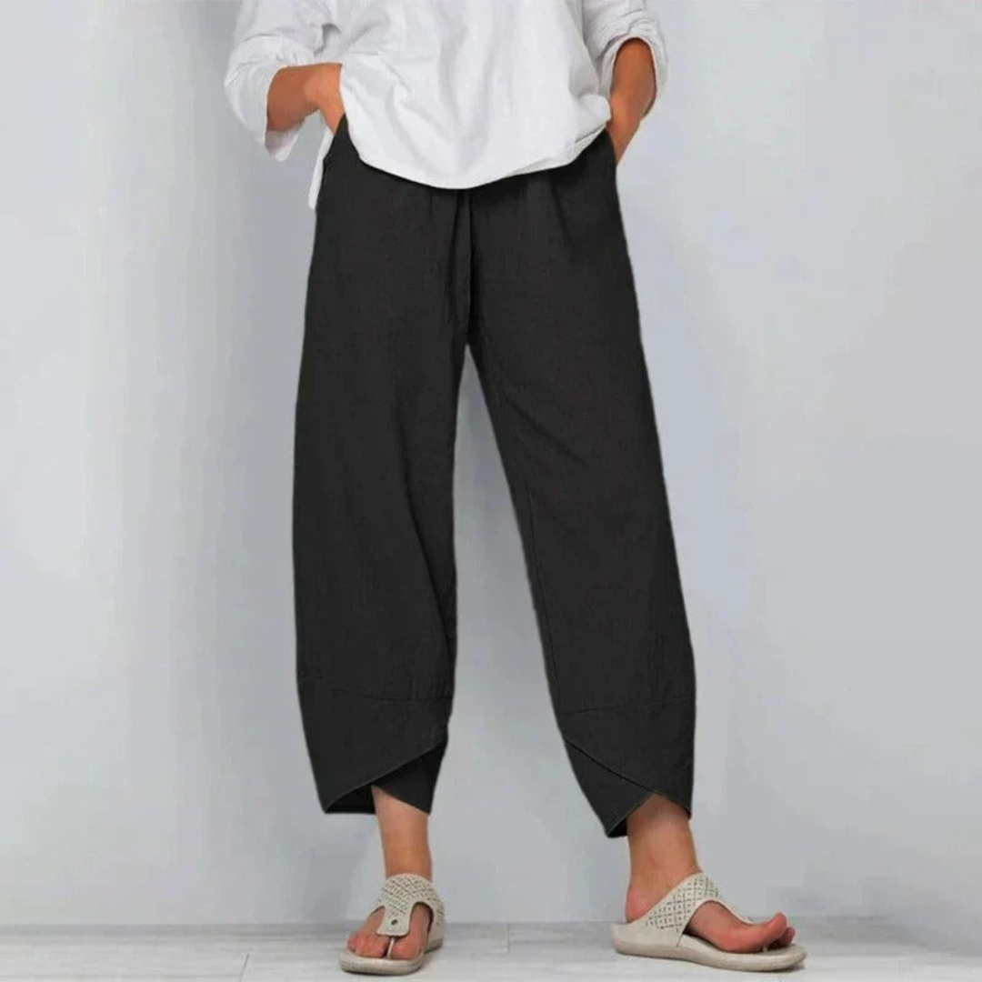 Wide-Leg Cropped Trousers with Relaxed Fit