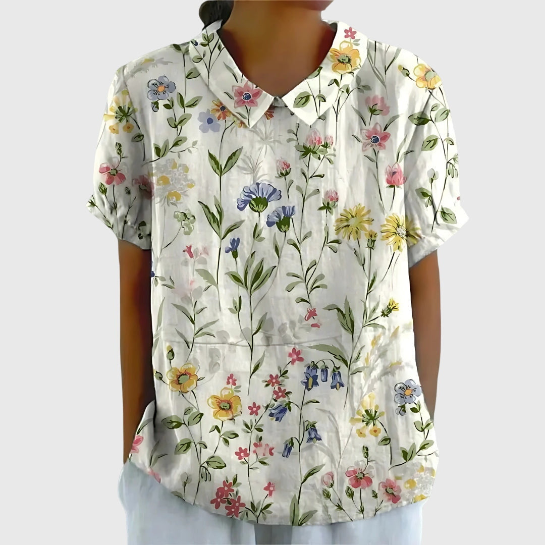 White with Floral Print / 5XL
