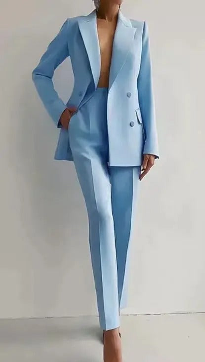 Tailored Single-Breasted Blazer and Trouser Suit Set