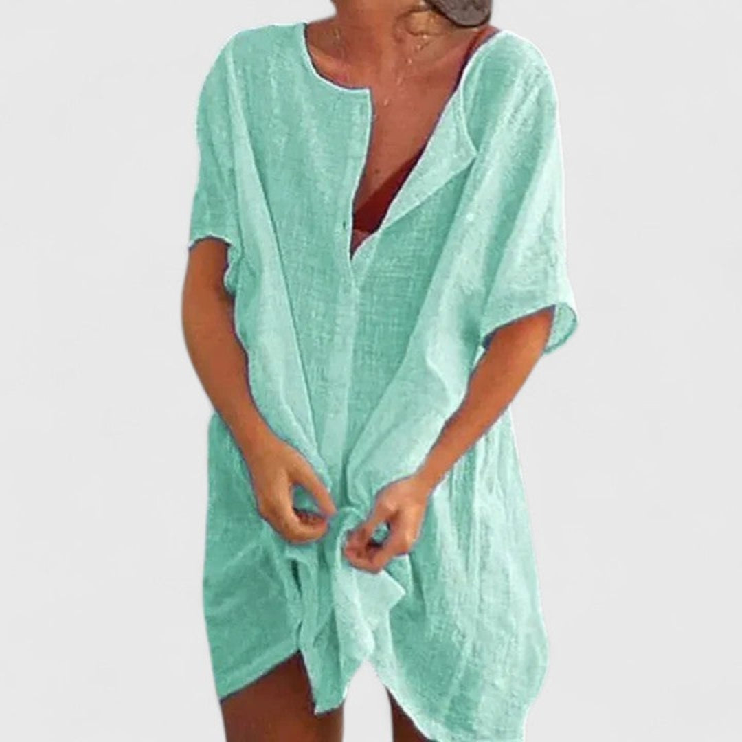 Women's Button-Down Beach Shirt and Shorts Set