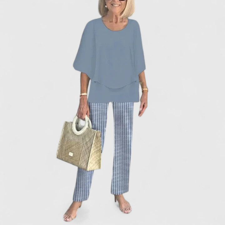 Patterned Two-Piece Top and Trousers Set